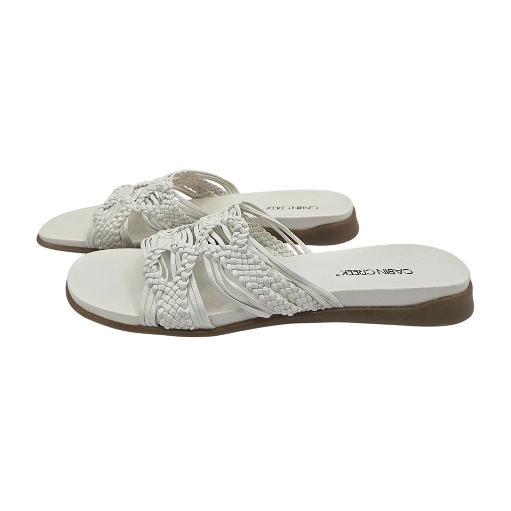 Cabin Creek Elena White Woven‎ Strappy Slip On Slide Sandals Women's Size 9M